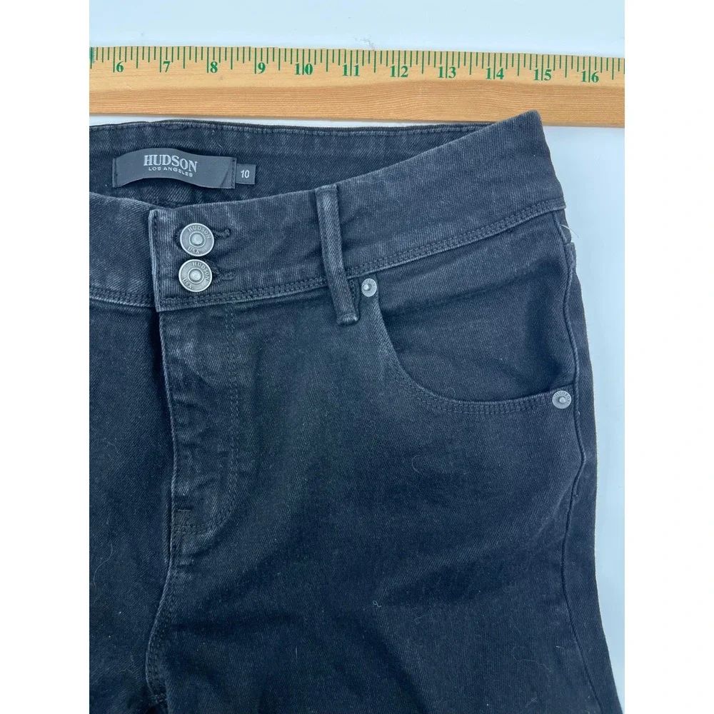 Hudson Los Angeles Womens Black Slim Straight Flap Pocket Jeans‎ Size 10 1811754